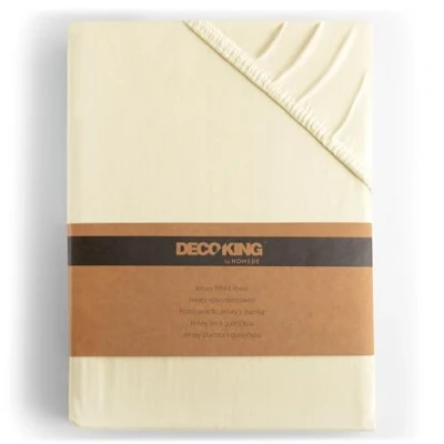 Abbildung von DecoKing Spannbettlaken 200x200 200x220 cm 100% gekämmte Baumwolle Creme Spannbetttücher Jersey Boxspringbett Amber 200 x 220