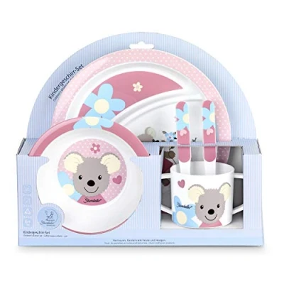 Abbildung von Sterntaler Geschirr Set Mabel, Teller, Schale, Tasse, Löffel, Gabel, Alter: Für Babys ab 6 Monaten, Rosa/Mehrfarbig