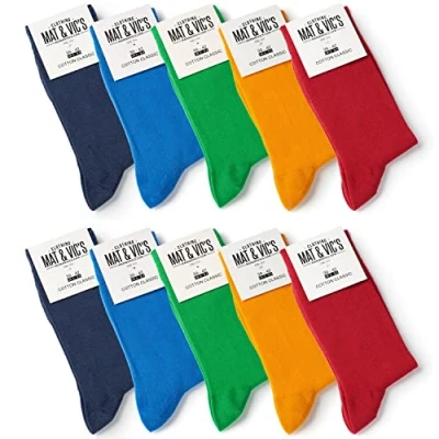 Abbildung von 10 Paar Socken von Mat &amp; Vic&#039;s für Sie und Ihn Cotton classic bequem ohne drückende Naht angenehmer Komfort Bund OEKO TEX Standard 100 (43 46, Fun Colors) 43 46