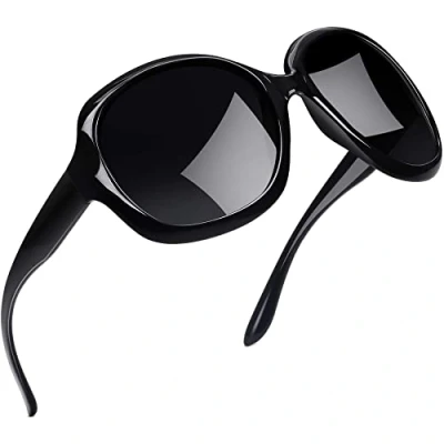Abbildung von Joopin Große Sonnenbrille Damen Schwarz UV400 Übergroße Polarisierte Modern 2024 Trendy Oversized für Fahren und Reisen (Mode Schwarz)