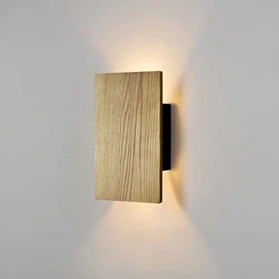 Abbildung von ouglres Holz Wandlampe Vintage, Wandleuchte mit Schalter im Industrial Design,Wandleuchte Innen für Wohnzimmer Schlafzimmer Flur,Retro Nachtlampe Warmweiß,Led 8W,1Pack