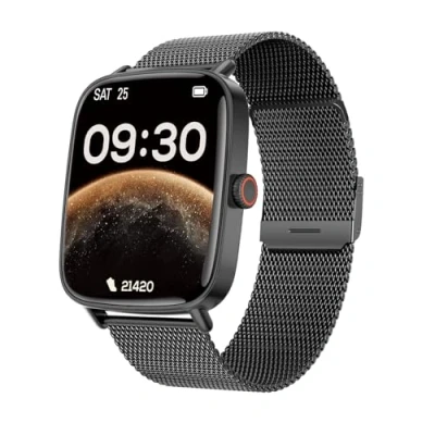 Abbildung von TOOBUR Smartwatch Damen, Schrittzähler Fitness Sport Uhr, 100+ Sportmodi, Elegant Frauen Metall Android/iOS Kompatibel, Telefonfunktion mit Anrufe, IP68 Wasserdicht, Schwarz