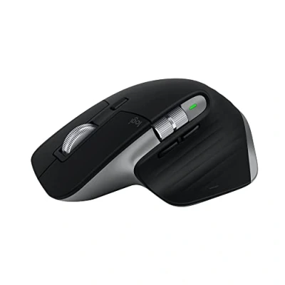 Abbildung von Logitech MX Master 3S für Mac Kabellose Bluetooth Maus mit ultraschnellem Scrollen, Ergo, 8K DPI, Glas Tracking, Leise Klicks, USB C, Apple, iPad Space Grey, Schwarz