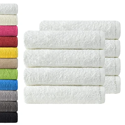 Abbildung von NatureMark 8er Spar Pack Frottier Handtücher, Handtuch Set, 50 x 100 cm, Weiß, 100% Baumwolle