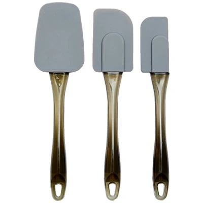 Abbildung von Amazon Basics Rechteckig Teigschaber, Silikon, 3 teiliges Set, 16.5 cm, Grau