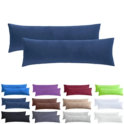 Abbildung von NatureMark 2er Pack Jersey Kissenbezug Kissenhülle Kissenbezüge Seitenschläferkissen Nackenkissen viele Größen und Farben ÖKO TEX (40 x 145 cm (Seitenschläfer/Stillkissenbezug), Navy blau)