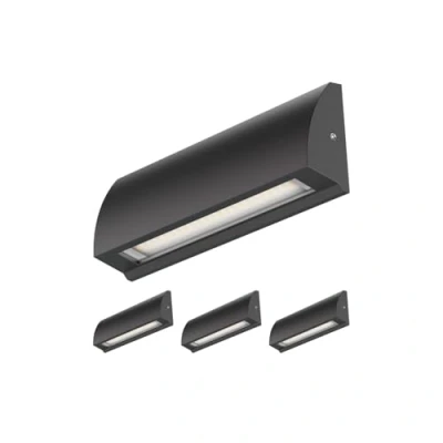 Abbildung von ledscom.de 4 Stück LED Wandleuchte/Treppenlicht SEGIN für außen, IP54, flach, Downlight, schwarz matt, eckig, 6,2 W, 566lm, warmweiß