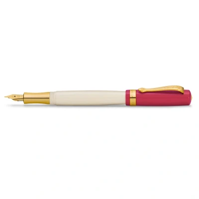 Abbildung von Kaweco STUDENT Füllhalter 30&#039;s Blues I Premium Füllfederhalter für Tintenpatronen mit hochwertiger Stahlfeder in Rot &amp; Creme Nostalgischer Luxus Füller 16 cm Federbreite: F (Fein)