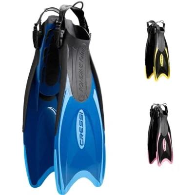 Abbildung von Cressi Palau Fins Verstellbare Flossen zum Tauchen, Freitauchen und Schnorcheln, Verfügbar für Erwachsene Kinder, Blau/Hellblau, 32/35