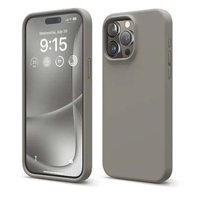 Abbildung von elago Liquid Silikon Hülle kompatibel mit iPhone 15 Pro Max Premium Handyhülle Rundumschutz [4 Schichten Anti Shock Struktur], Weiches Mikrofaserfutter