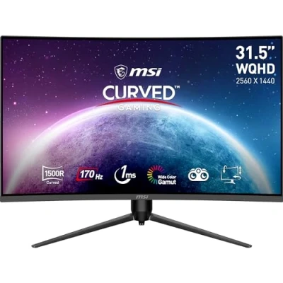 Abbildung von MSI G32CQ5P 31,5 Zoll (80cm) WQHD Curved Gaming Monitor 1500R 2560 x 1440 VA Panel, 170Hz / 1ms, Adaptive Sync, 3 Fach Verstellbarer Standfuß DP 1.2a, HDMI 2.0b CEC