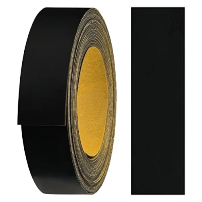 Abbildung von haggiy Melaminkanten Band selbstklebend 18mm x 5m I Kantenband Möbelkantenband Sicherer Halt ohne Bügeln Kantenumleimer Furnier für Regalbretter/Holzplatten (Schwarz glatt)