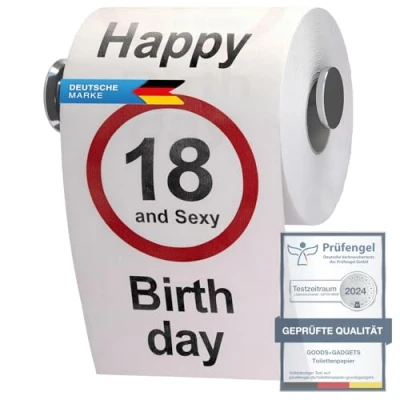 Abbildung von GOODS+GADGETS Lustiges Fun Klopapier zur Volljährigkeit 18. Geburtstag Toilettenpapier Geschenkartikel Geburtstags Dekoration