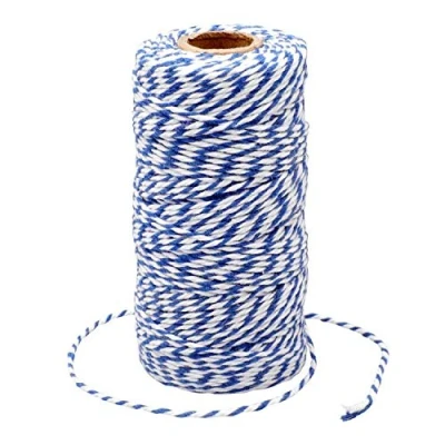 Abbildung von G2PLUS 100M Marineblau und Weiß Baumwolle Schnur, 2mm Geschenkschnur zum Einpacken von Geschenken, Bäcker Bindfäden Bastelschnur Dekokordel Schnur Perfekt für DIY Kunstgewerbe Gartenarbeit