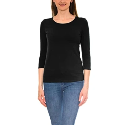 Abbildung von Alkato Damen Shirt 3/4 Arm mit Rundhals, Farbe: Weiß, Größe: S