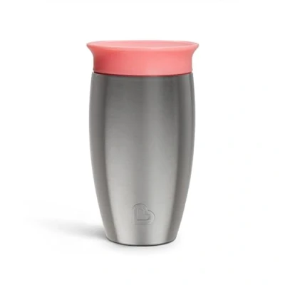 Abbildung von Munchkin Miracle 360 Edelstahl Trinkbecher für Babys und Kleinkinder, BPA frei, auslaufsicher, spülmaschinenfest, Kinder ab 12 Monaten, rosa 296 ml
