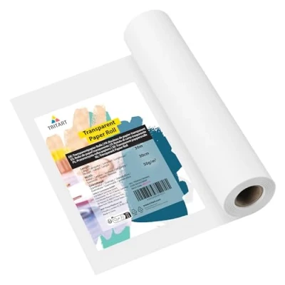 Abbildung von Tritart Transparentpapier Rolle Pauspapier 50m x 30cm Schnittmusterpapier 50g/m² Abpauspapier weiß transparent Malpapier Tracing Paper Architektenpapier Papier