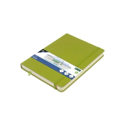 Abbildung von Kangaro Art Skizzenbuch A5 Lime Green PU Hardcover 80 Blatt 140 Gramm cremefarbenes Papier mit Gummiband und Band