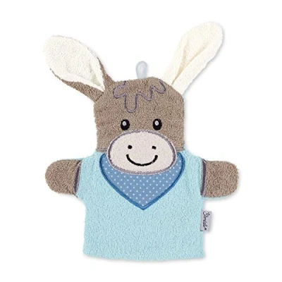 Abbildung von Sterntaler Spiel Waschhandschuh Esel Emmi, Größe: 28 x 24 cm, Hellblau