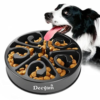 Abbildung von Decyam Anti Schling Napf Hund Hundenapf Langsame Fütterung Langsam Fressen Slow Feeder Dog Bowl (S/M, Schwarz)