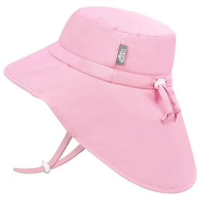 Abbildung von Jan &amp; Jul Mädchen Schnell trocknender Sonnenhut mit Nackenschutz für Schwimmen, Strandhut Kleinkinder und Kinder (L: 2 5 Jahre, Pink Sorbet)