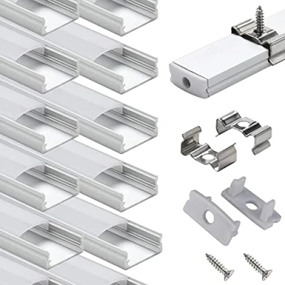 Abbildung von LED Schiene Profil Aluminum 10 x 1M StarlandLed Pack Aluminium U Form mit Abdeckung, Endkappen und Montageclips für Streifen Lichter …
