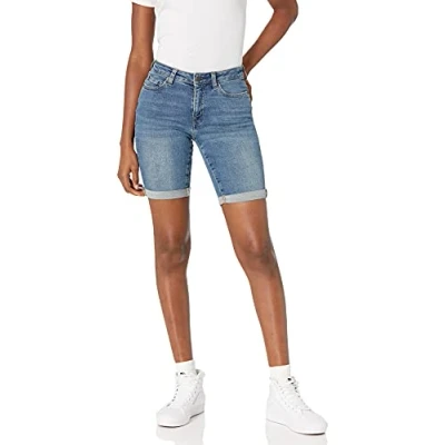 Abbildung von Amazon Essentials Damen Schmal geschnittene 23 cm Bermudashorts aus Denim, Mittlere Waschung, 36