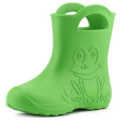 Abbildung von Ladeheid Eva federleichte Kinder Gummistiefel für Jungen und Mädchen Regenschuhe Bequeme wasserdichte Regenstiefel LA CA 01 (Grün, 34/35 EU)