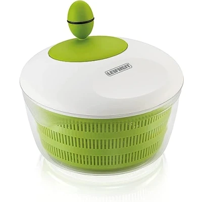 Abbildung von Leifheit Salatschleuder Colour Edition classic green für Rechts und Linkshänder, Salatschüssel zum Servieren, Küchenhelfer in trendiger Farbe
