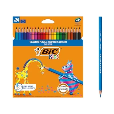 Abbildung von BIC Kids Buntstifte ECOlutions Evolution, zum Malen in 24 Farben, im Karton Etui, ab 5 Jahre, Bruchsichere Mine &amp; ohne Holz, Stück (1er Pack)