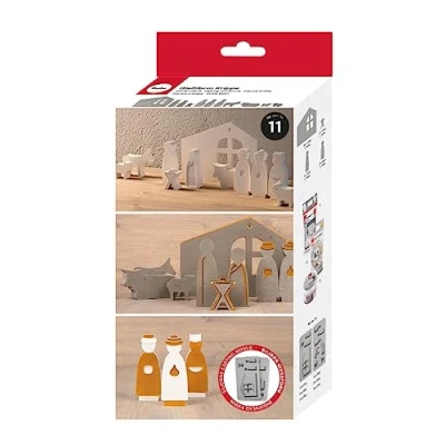 Abbildung von Rayher Silikon Gießform Krippe, 2teilige Form mit 11 Einzelmotiven, zum Ausgießen Kreativ Beton, Schmuck Raysin Gießpulver, Gießharz, Wachs, 36131000, Grau, Box