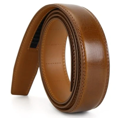 Abbildung von Nelbons Herren Gürtel Ratsche Automatik für Männer 35mm Breit Ledergürtel, Ohne Schnalle (braun N5, Länge 130cm Geeignet 30 43 taille)…