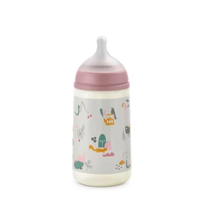 Abbildung von Suavinex, Flasche 270 ml, Mit symmetrischem Sauger SX Pro aus Silikon mittlerem Durchfluss (M). Anti Colik Ventil. Ultradünnes Silikon, ultradünn, ultraweich, für Babys, ab 3 Monaten,