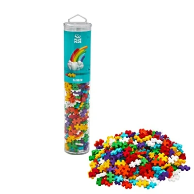 Abbildung von Plus 9604262 Geniales Konstruktionsspielzeug, Regenbogen, Kreativ Bausteine Tube, 240 Teile