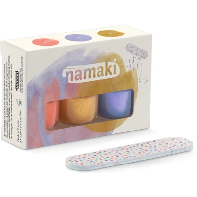 Abbildung von Namaki Bio Nagellack 3er Set für Kinder Sunset Wasserbasiert Abziehbarer Peel off Formel Mit Nagelfeile 3 x 7,5 ml