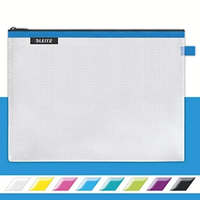Abbildung von Leitz WOW Reise Zip Beutel, durchsichtig, Ideal zur Organisation auf Reisen und im Handgepäck, Kosmetiktasche, Groß, 30 x 23 cm, Blau, 40260036