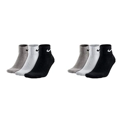 Abbildung von Nike Socken Herren Damen 6 Paar One Quater Socks Kurze Socke Knöchelhoch Weiß Schwarz Gemischt (weiss grau schwarz) Größe 34 36 38 40 42 44 46 48 50, Farbe:grau/weiß/schwarz, Größe:34