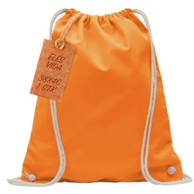 Abbildung von ELES VIDA Baumwoll Turnbeutel 1 Stück Sportbeutel Rucksack Stofftasche Bag, Beutel, Baumwollbeutel, Jutebeutel Oeko TEX® geprüft Stoffbeutel Damen &amp; Herren, Kinder Gym Sack zum bemalen Mandarin