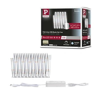 Abbildung von Paulmann 71124 MaxLED 500 LED Strip Full Line COB 19W 600lm/m 480LEDs/m dimmbar 3m Silber Kunststoff 6500K Band erweiterbar