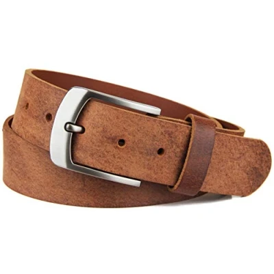 Abbildung von Frentree Ledergürtel aus echtem Büffelleder, MADE IN GERMANY, Gürtel für Damen und Herren, 3,8 cm breit, Braun