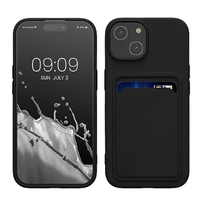 Abbildung von kwmobile Handyhülle kompatibel mit iPhone 15 Hülle Handy Cover Fach für Karten in Schwarz