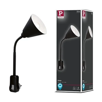 Abbildung von Paulmann 95427 Steckerleuchte Junus mit Flexarm max. 20 Watt Lampe Schwarz Metall, Kunststoff Licht E14 ohne Leuchtmittel