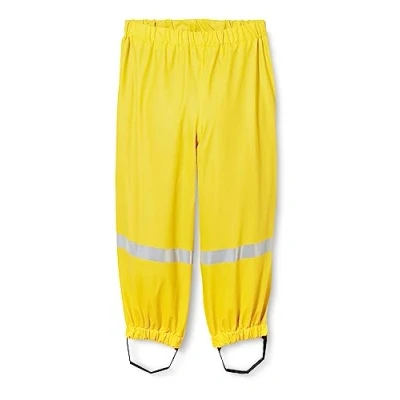 Abbildung von Playshoes Matschhose Regenlatzhose Fleece Futter Unisex Kinder Wind und wasserdichte Regenhose Regenbekleidung, gelb Bundhose, 98