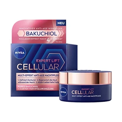 Abbildung von NIVEA Cellular Expert Lift Multi Effekt Anti Age Nachtpflege, feuchtigkeitsspendende Nachtcreme für eine jünger aussehende Haut, Gesichtscreme mit Hyaluronsäure (50 ml)