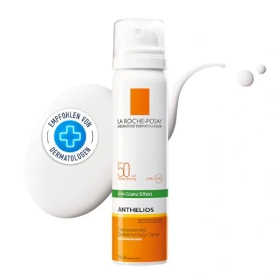 Abbildung von La Roche Posay Transparentes Gesichtsspray Mit LSF 50 für empfindliche, fettige Haut, Anti Glanz Finish, Mattierender Sonnenschutz, XL Protect und Airlicium, Anthelios, 75 ml