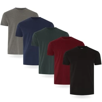 Abbildung von FM London Herren T Shirt (3/5er Pack) Hochwertige Shirts mit leicht tailliertem Design Superweiches aus 100% Baumwolle Stretch für jeden Anlass geeignet