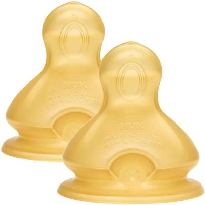 Abbildung von NUK First Choice+ Baby Bottle Teat, 6 18 Months, Latex with Large Feed Hole, Anti Colic, 2 Count