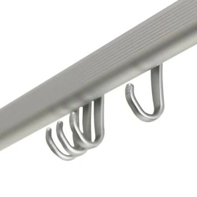 Abbildung von Sealskin Easy Roll Duschvorhangstange, Komplett Set inkl. Duschstange, Deckenbefestigung und Ringe, Duschvorhanghalterung zur Montage auf Maß, L Form, U Form Ecke möglich, Aluminium, Chrom matt