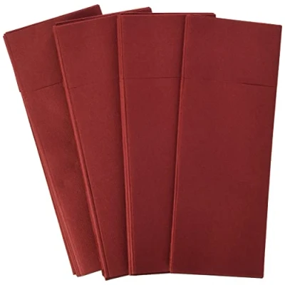 Abbildung von Alvotex Airlaid 50 Besteckservietten Bestecktaschen, Stoffähnlich, hochwertige Einwegserviette, Bordeaux, 32X40 cm