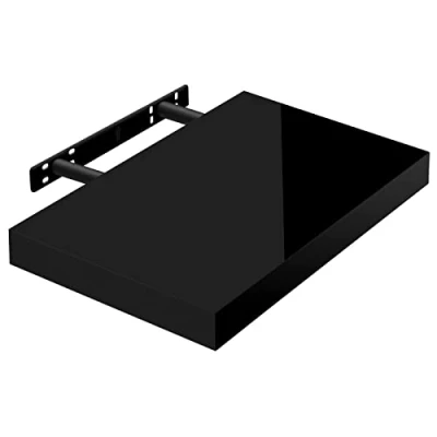 Abbildung von WOLTU Wandregal Volato Wandboard freischwebend hochglänzend Schwarz Schweberegal CD DVD Regal Bücherregal Holz Board 40x22,9x3,8cm RG9476sz